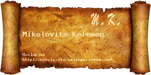 Mikolovits Kelemen névjegykártya